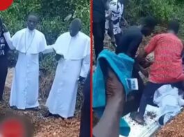 priest falls into grave yard