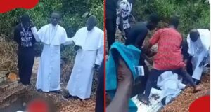 priest falls into grave yard
