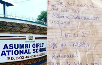 Content of letter by student to Asumbi national principal