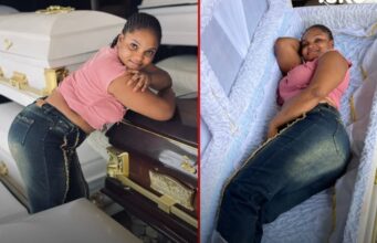 Beautiful lady buys coffin and fits herself inside gives reason and plans